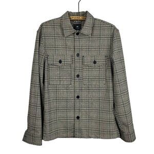 H&M Men's Size Small Black and Tan Checkered Shirt Jacket